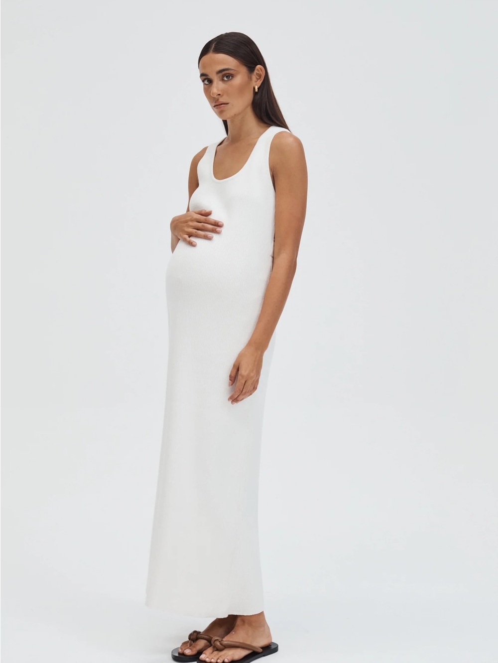 Cream Cotton Knit Maxi Dress Maternity Quiet Luxury Australian Size XXL